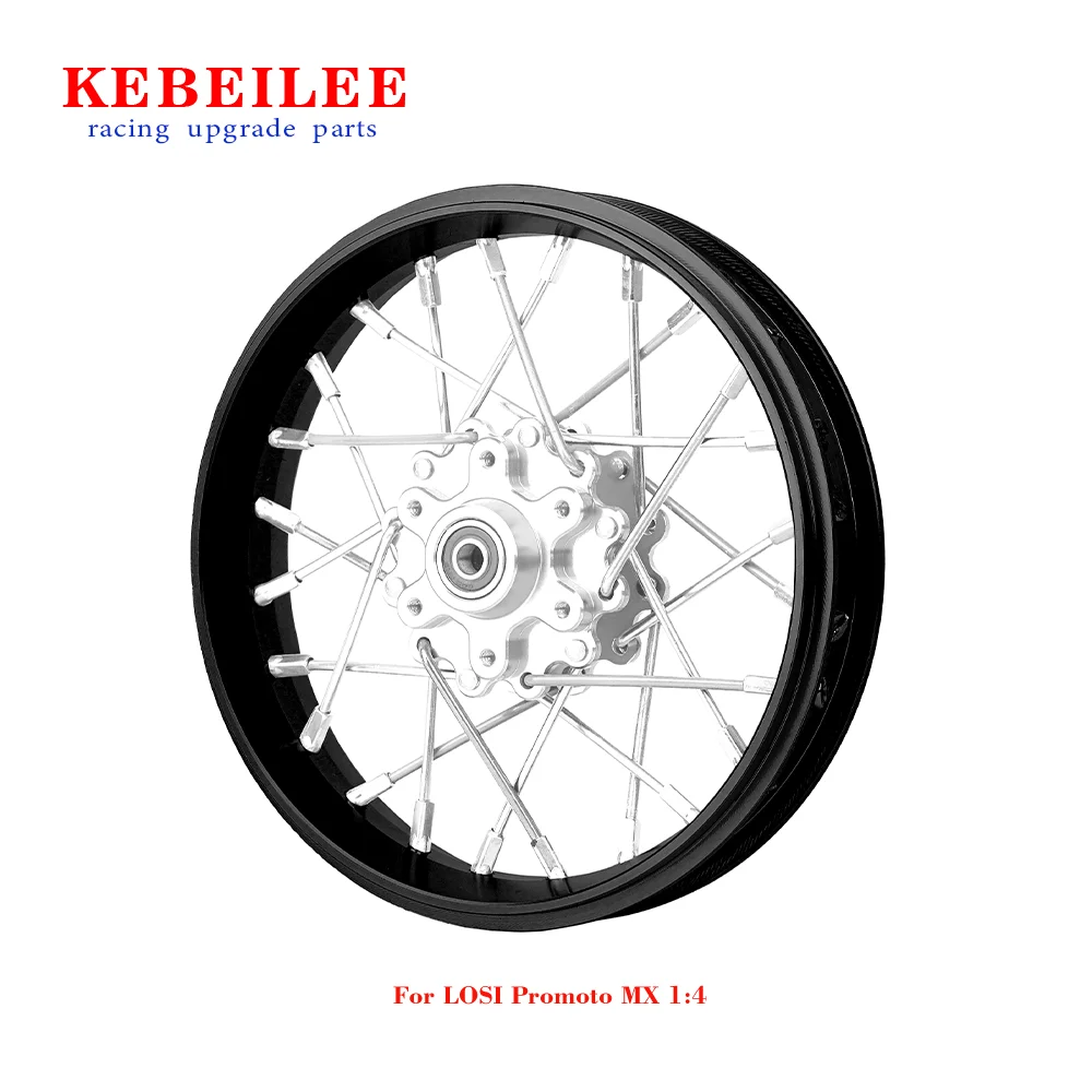 Roda dianteira de alumínio CNC KEBEILEE V2 para motocicleta LOSI Promoto MX 1:4 preta