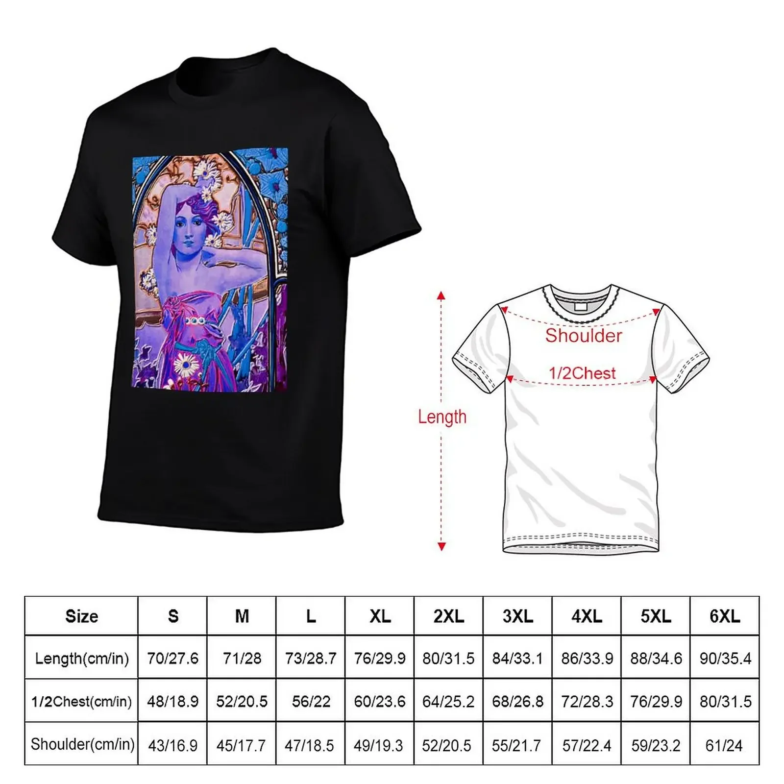 Fresh faces. Lilac lady (Alphonse Mucha) T-Shirt shirts graphic tee blacks Men's t-shirts