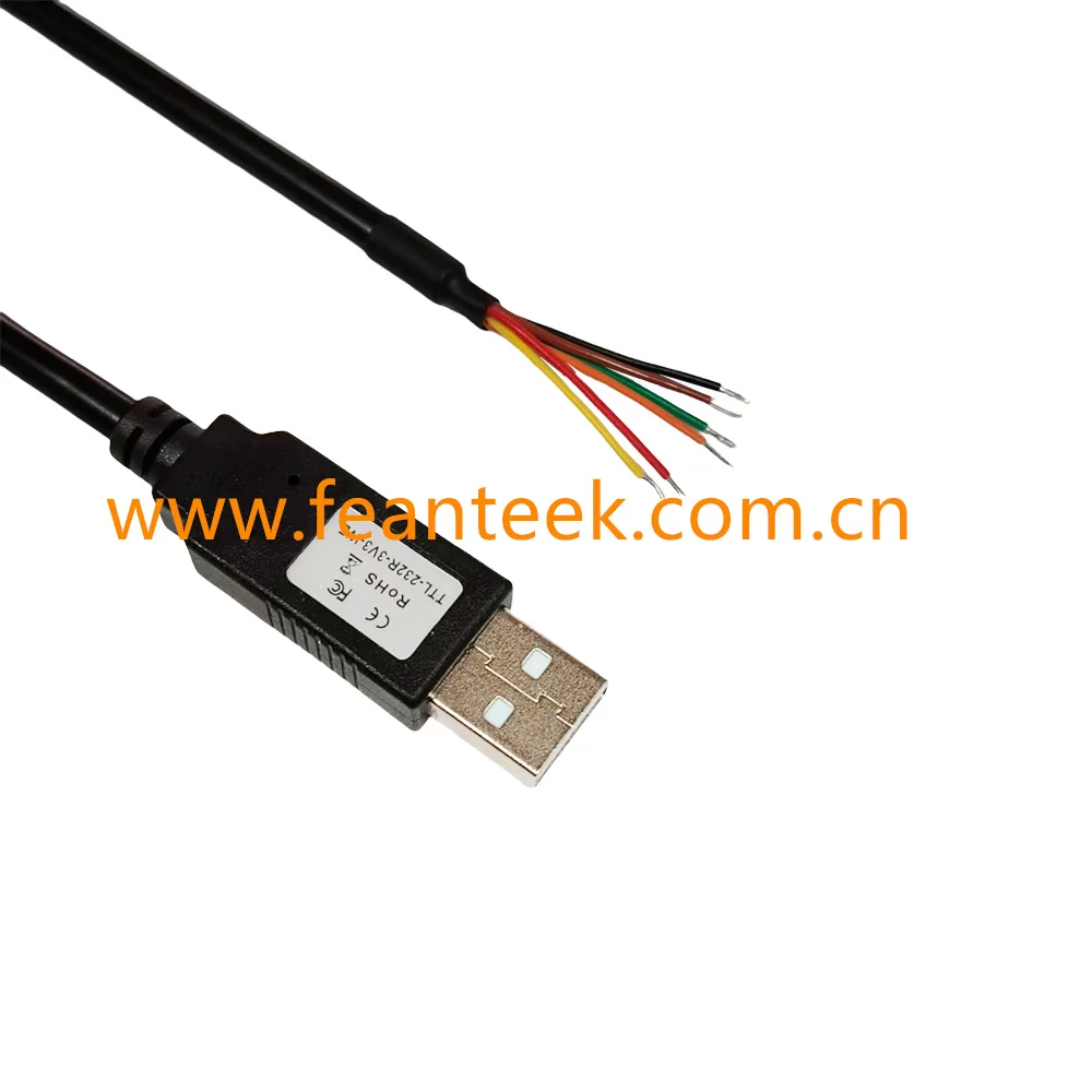 Feanteek TTL-232R-3V3-WE USB Debug Cable FT232RQ Chip USB UART Serial Adapter TTL232R 3.3V Level Download Cable