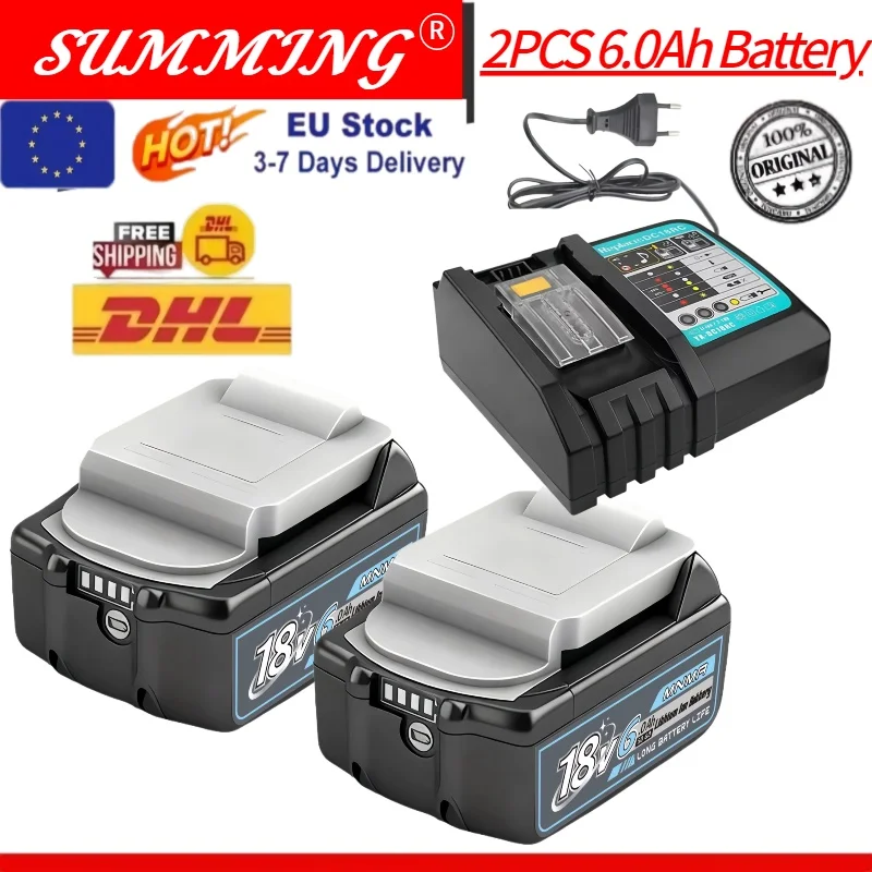 

18V 6.0Ah replaceable Makita lithium-ion battery for Makita power tool DTW700 DDF487 DTW285 replaceable BL1850B BL1860B⚡