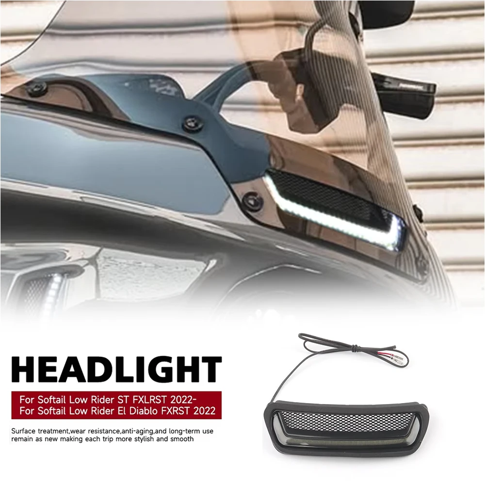 

For Harley Softail Low Rider ST El Diablo FXRST FXLRST Motorcycle White Tracer Headlight Vent Accent LED NEW 2022-2024