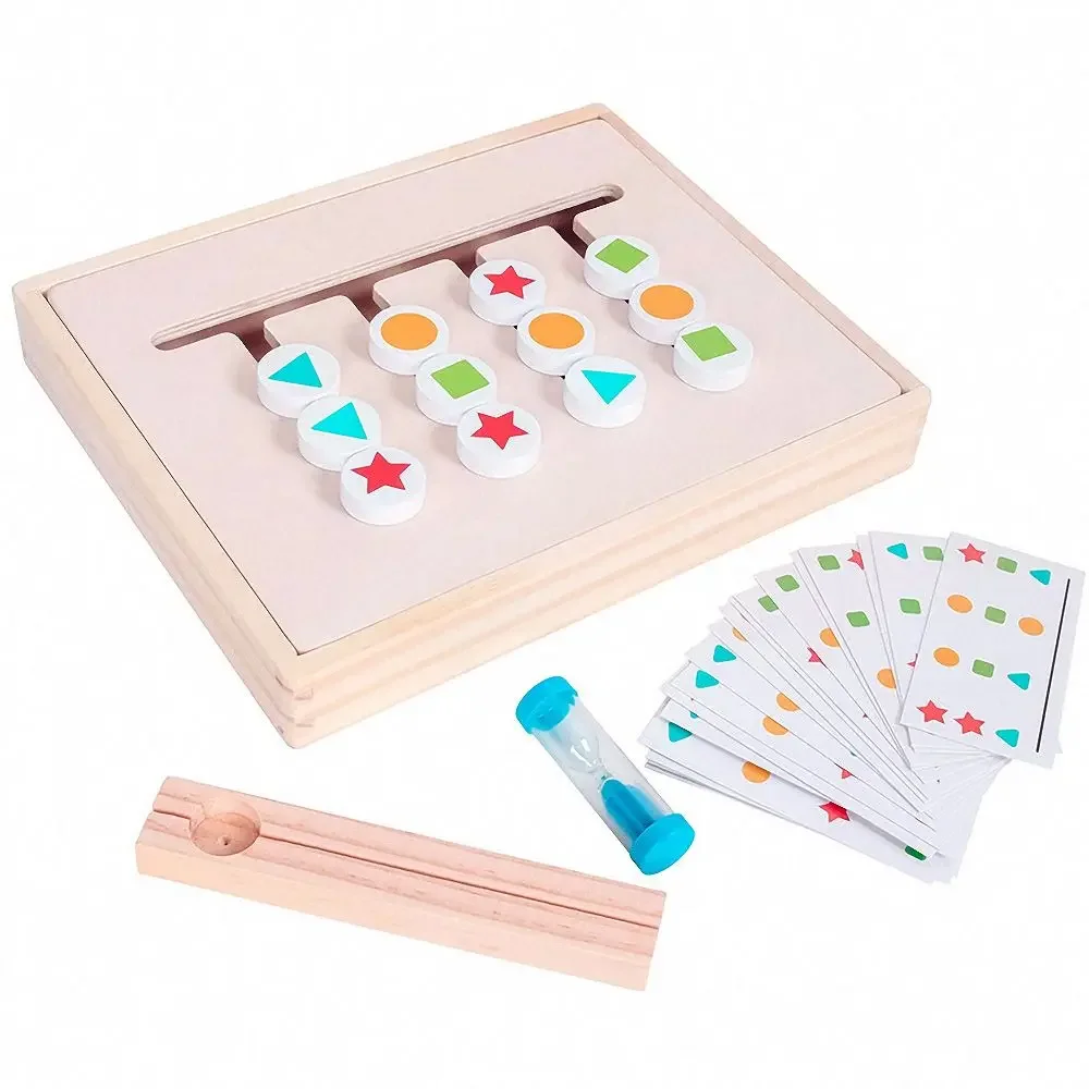 Children Wooden Games Puzzle Teaching Aids Montessori Early Educational Shape Color Matching Toy Logical Thinking Training Toy