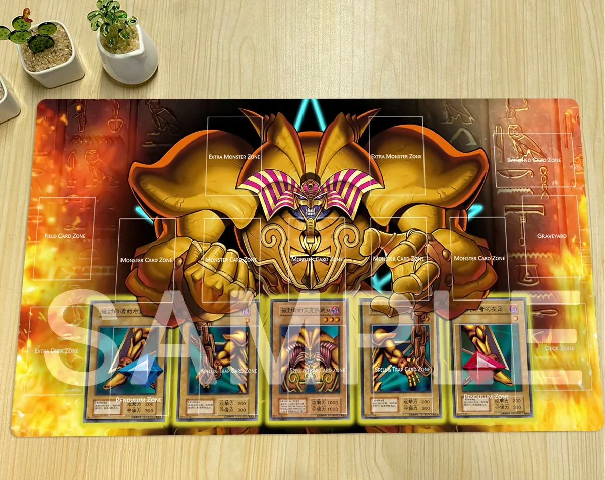 YuGiOh Exodia matras mainan TCG, alas bermain CCG, alas permainan kartu perdagangan, alas Game karet, Tas gratis 60x35cm