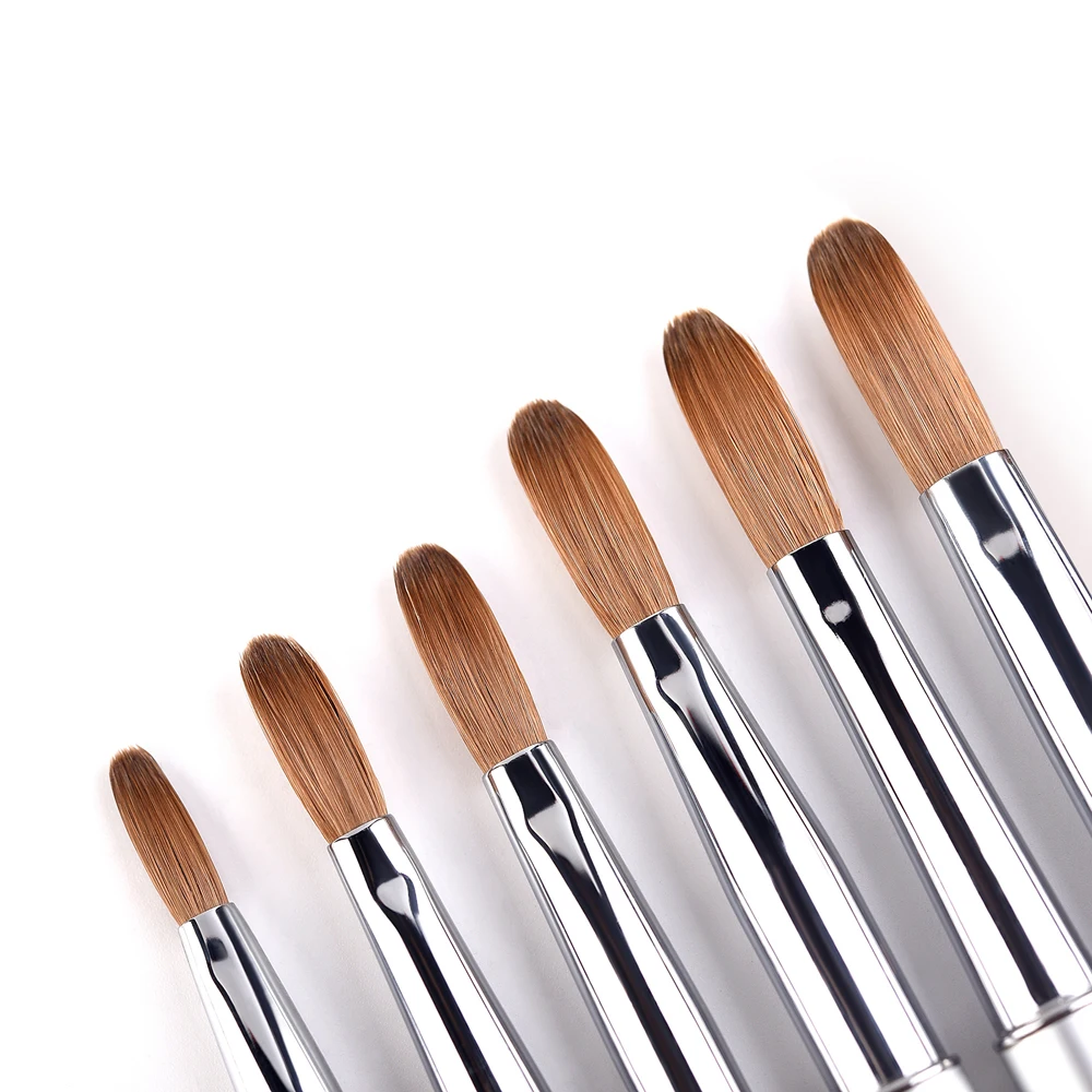 Kolinsky – brosse à ongles en Sable, stylo acrylique, décoration professionnelle, poudre de cristal, Extension liquide, Application, outil de manucure, 100%