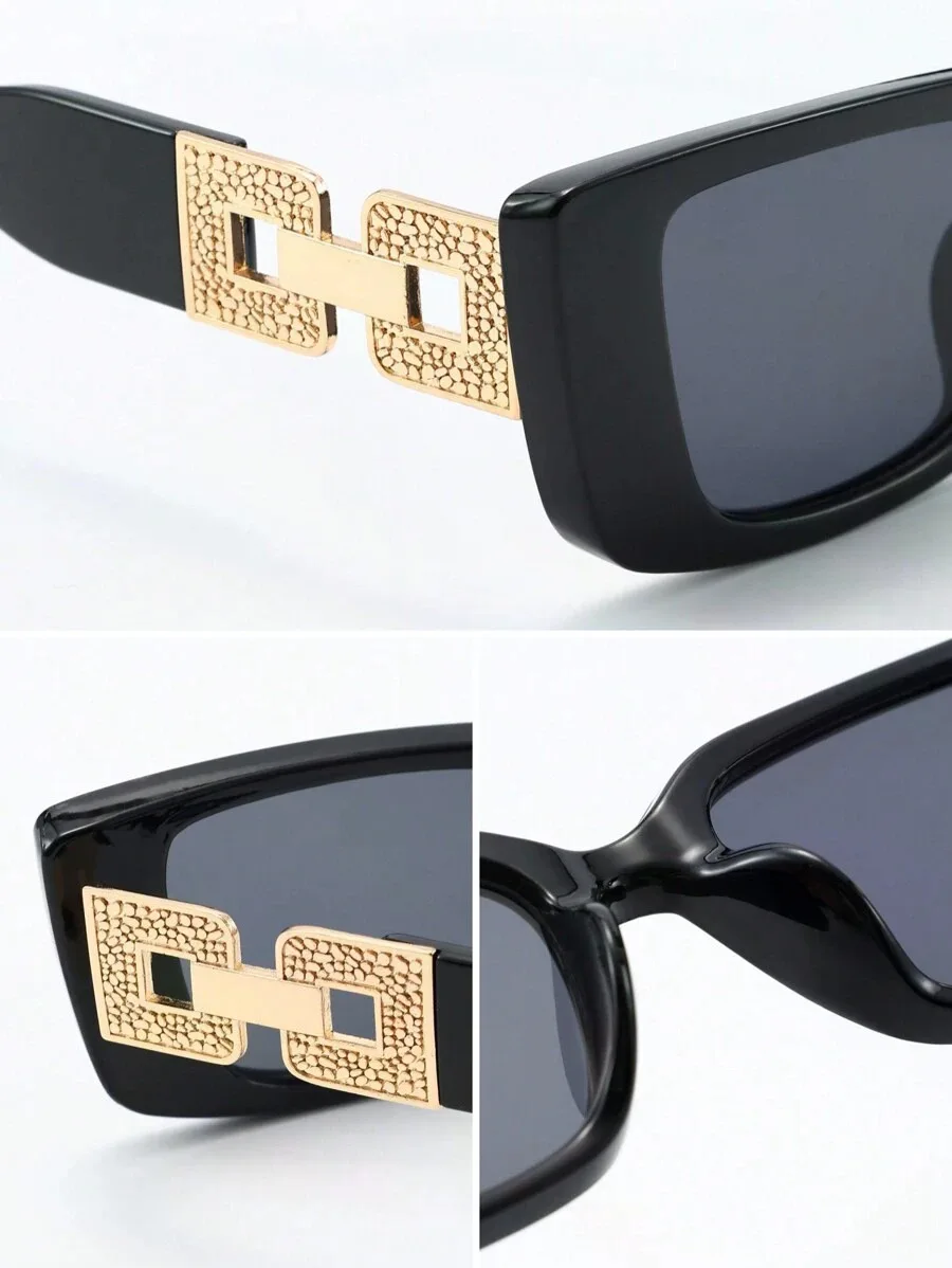 1pair Vintage Plastic Frame Geometric Eyeglasses Shades With Changeable Legs For Outdoor Travel Fashionable Decorative Fashion Glasses Shades Beach Accessories Beach Accessories For Women Glasses Shades Basics Fall Winter Women Outfits Clothes Business view 5