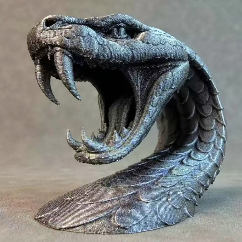 Artistic Snake Head Statue 3D Printed Ornament Creative Desk Decoration For Home Bar Shelf Office Space Decor