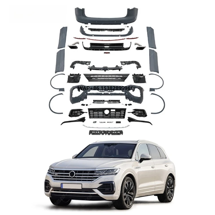 

Car Accessories R Style Body Kit for Touareg 2019 PP Front Bumper Grille Side Skirts Rear Bumper Body Kit