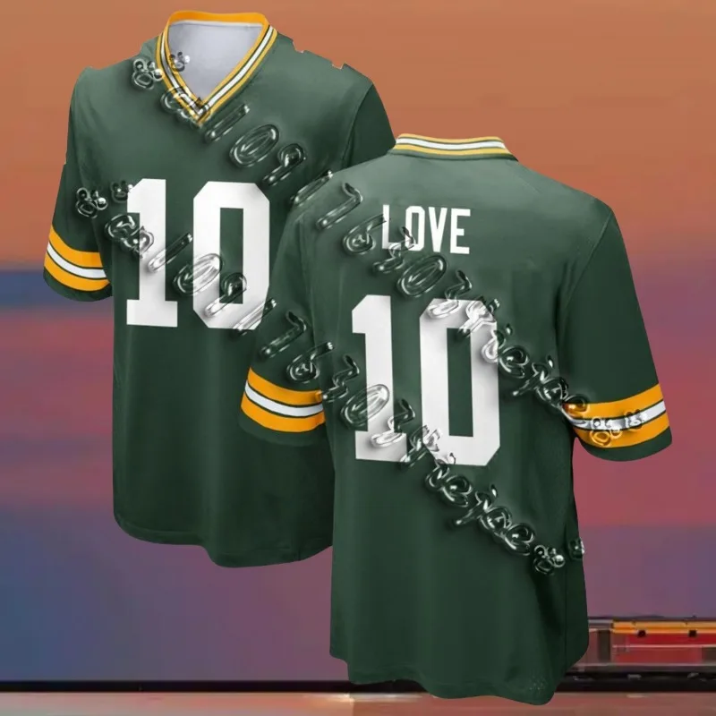 Summer 3d Print Breathable Jersey Men's Outdoor Sportwear Man Green Bay Packers Custom Game Jersey - Green