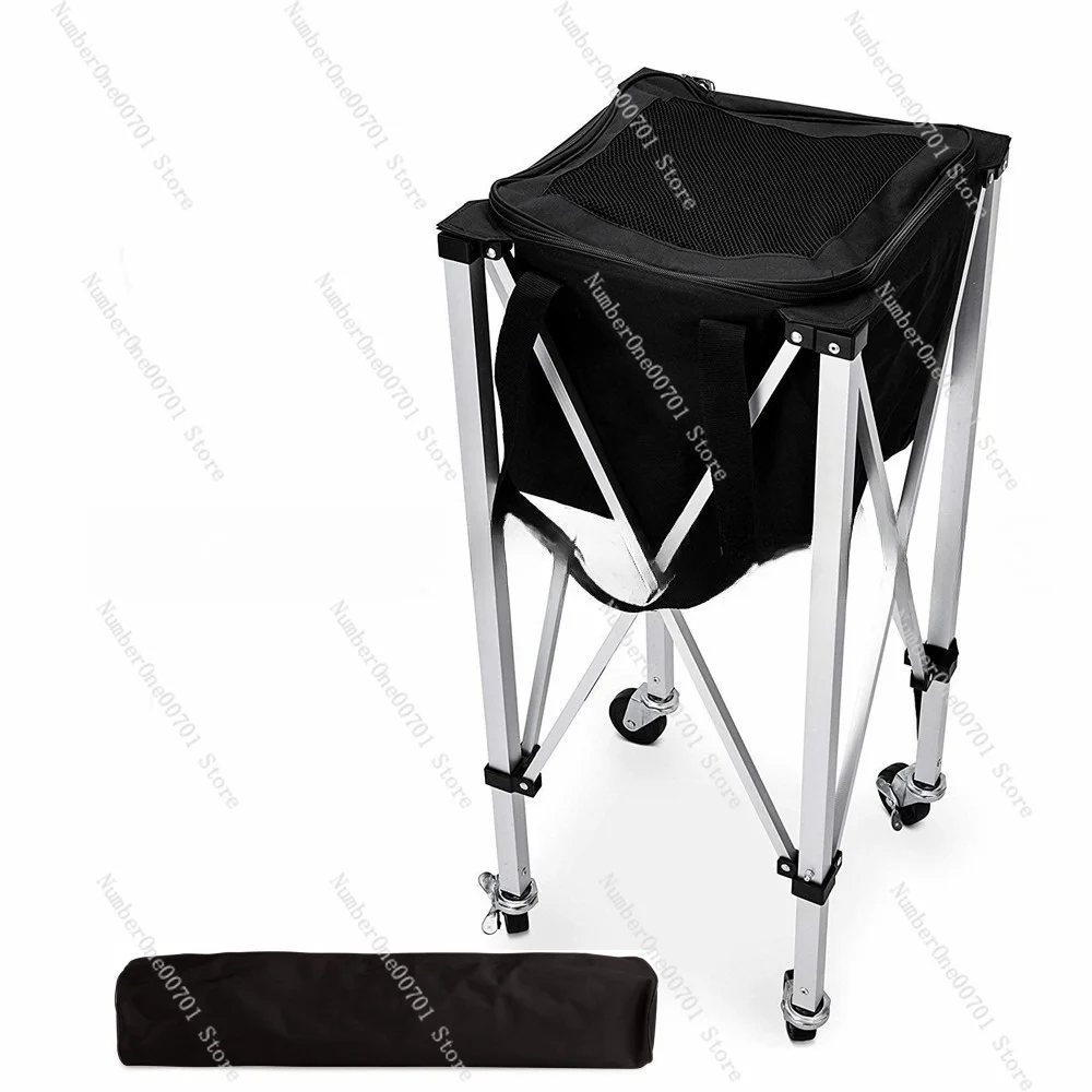Tennis Ball Cart, Portable Aluminum Hopper with Wheels for Coach, Practice, & Baseball