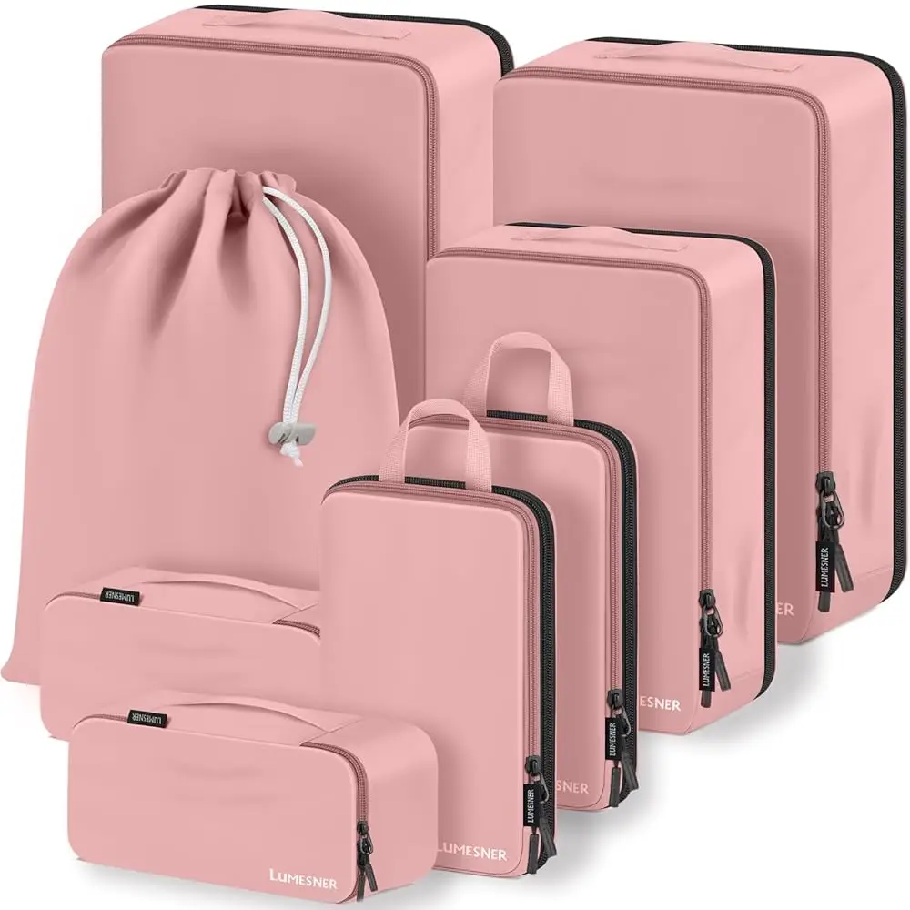 

Free ShippingCompression Packing Cubes, 8 Set Travel Packing Cubes for Carry on Suitcases, Compression Suitcase Organizers Bag