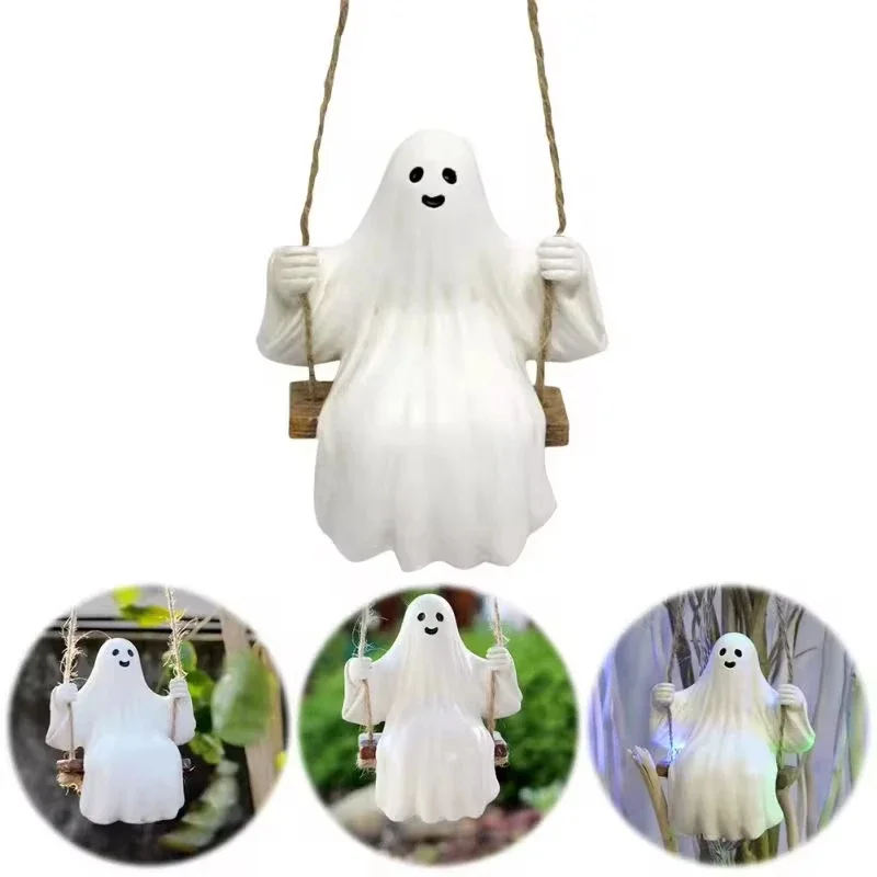 Halloween Cute Swing Ghost Swing Swing Craft Ghost Pendant Halloween Yard Rocking Ghost Decoration Hanging Swing Ghost Pendant