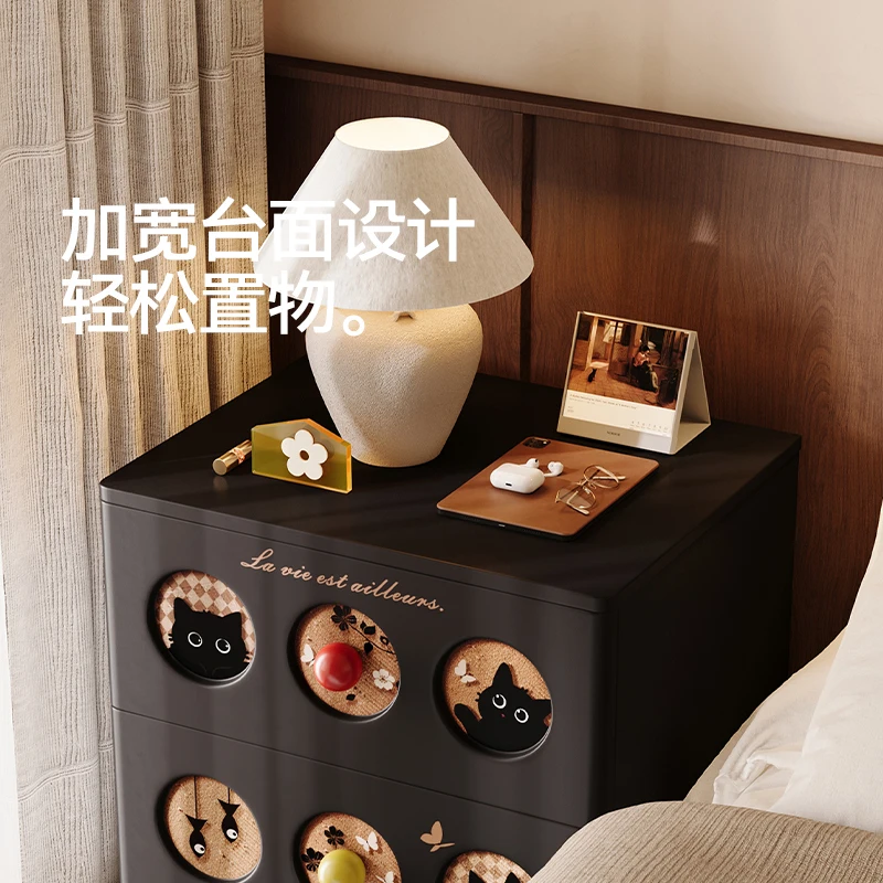 

Meshida antique solid wood bedside table household bedroom light luxury high-end black sofa side