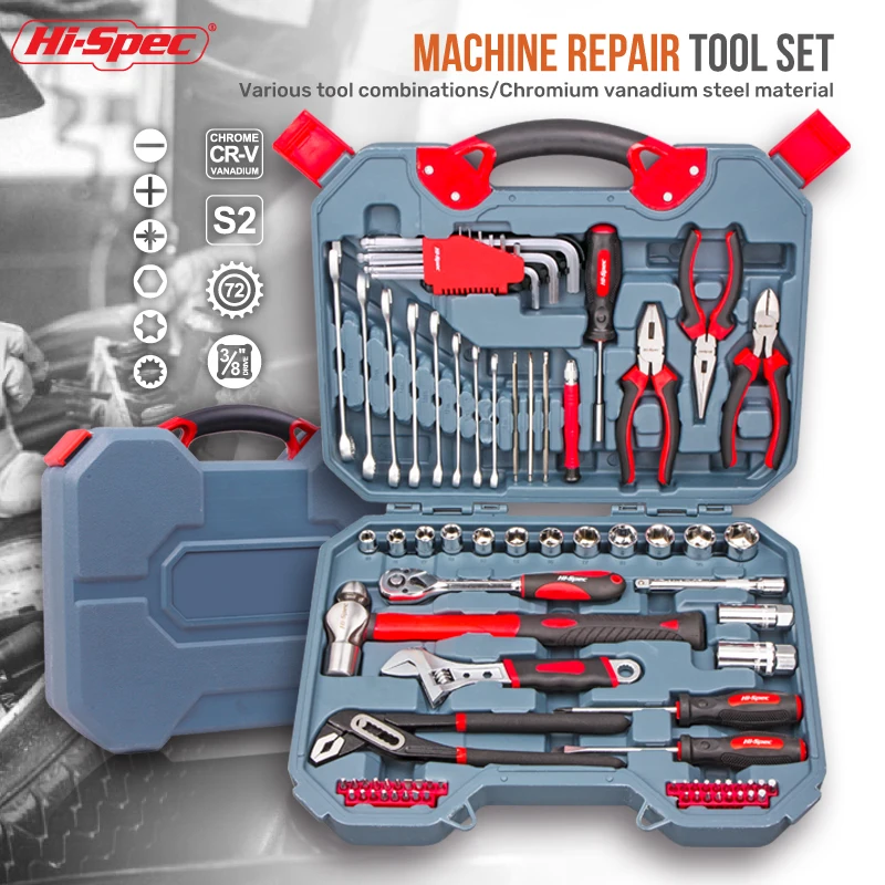 

Hi-Spec Car Repair Tool Kit 1/2 3/8 1/4 Socket Wrench Set Daily Hand Tools Socket Sets for Home Repair & Maintenance Ratchet Set