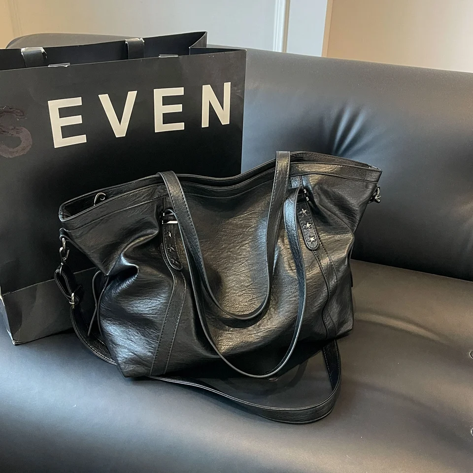 

Big Black Shoulder crossbody Bags for Women 2025 Hobo Shopper Sac Solid Color Quality PU Leather Handbag Lady Travel Tote Bag