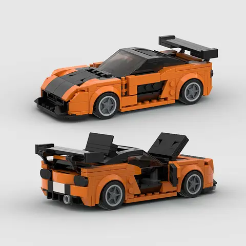 도시 자동차 차량 속도 챔피언 레이서 MOC 빠르고 격렬한 RX7 빌딩 블록 벽돌 레이싱 Supercar 크리 에이 티브 차고 세트 어린이 장난감