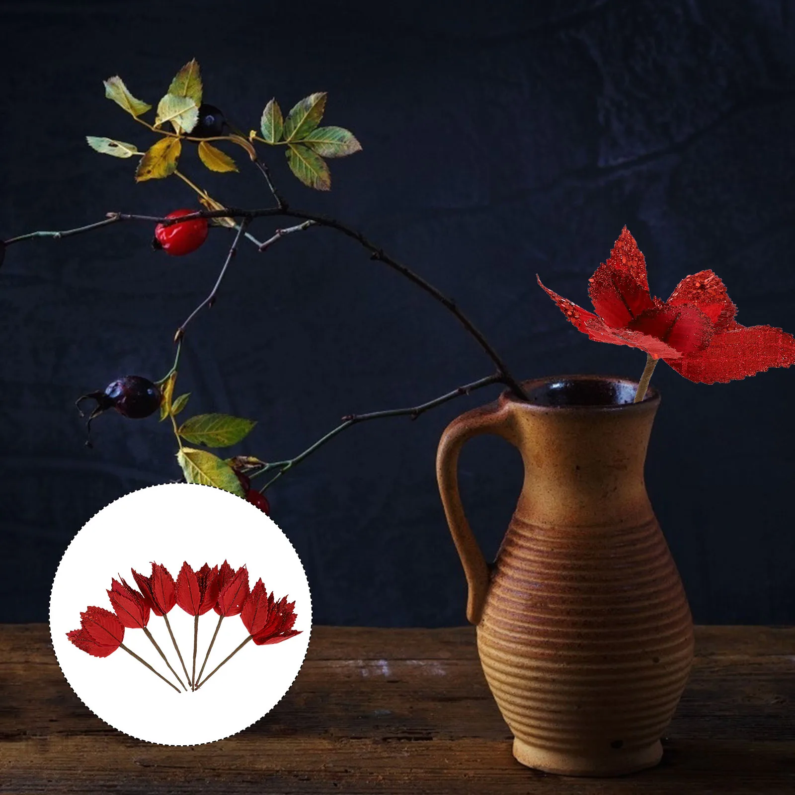 

6 Pcs Christmas Decorations Artificial Fake Flower Bouquet Decorative Flowers Tree