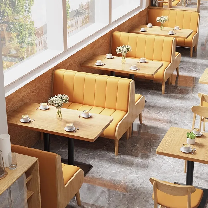 *Custom Western Restaurant Furniture Wall Sofa Set for Tea Milk Tea Snack Burger Shop for Cafe Table and Chair