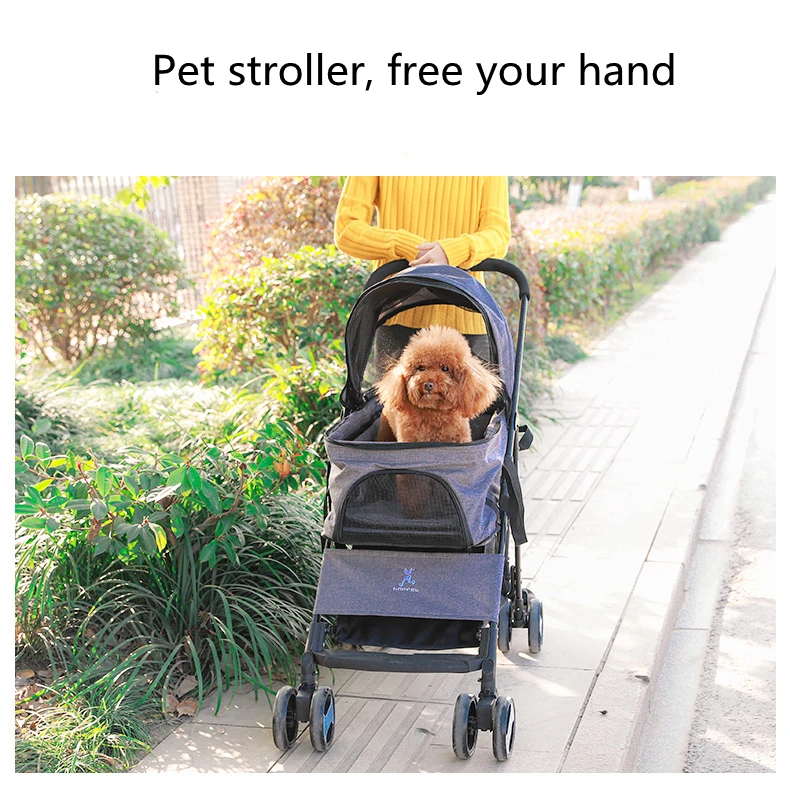 Pet Stroller Detachable Outing Stroller Dog Cat Stroller Foldable Lightweight Dog Walking Minor Works