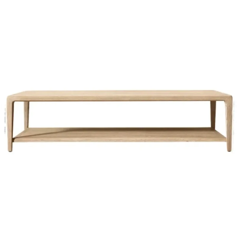 

American simple rectangular coffee table round living room coffee table villa Amazon supplier solid wood furniture