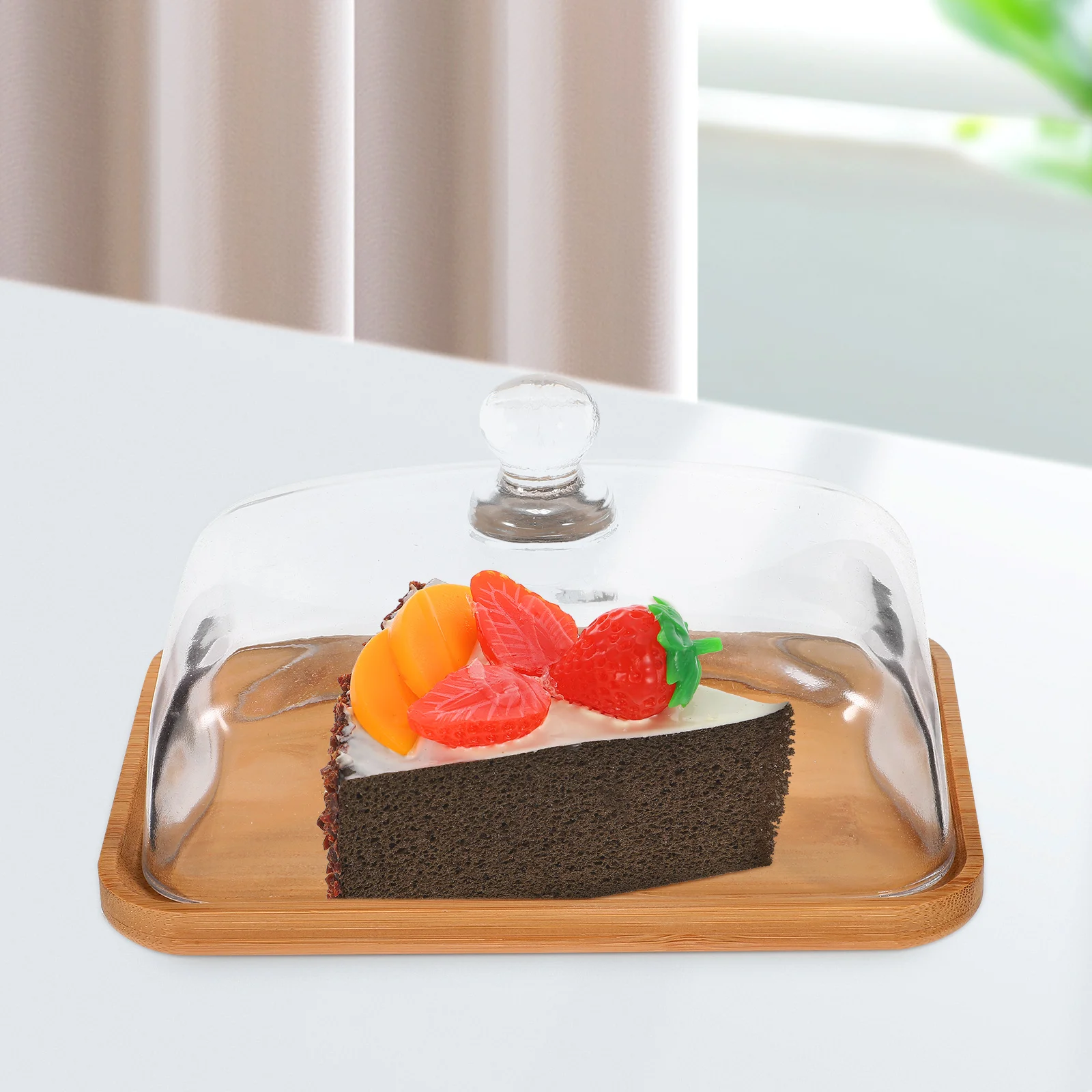 

1 set Creative Glass Cake Plate Household Dessert Trays Transparent Food Storage Cover Keep Fresh Bug Proof Kitchen Home