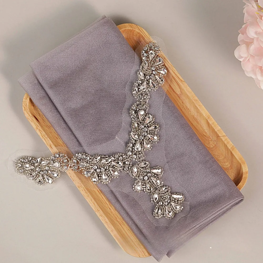 

White heavy industry nail bead placket decal front collar accessory lace mesh women's collar flower dress dress dress matching