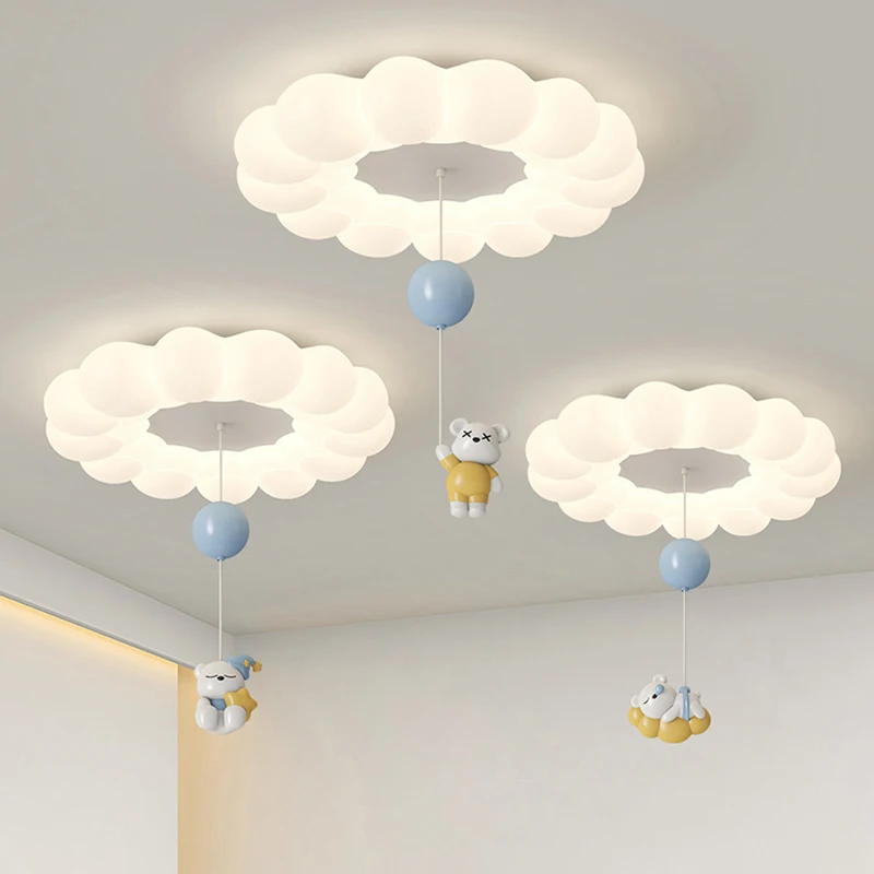 Creative Bubble Chandelier Light PE Lampshade Balloon Hanging Lamps Bear Lights Children's Room Ceiling Lamp for Girl Boy Kids