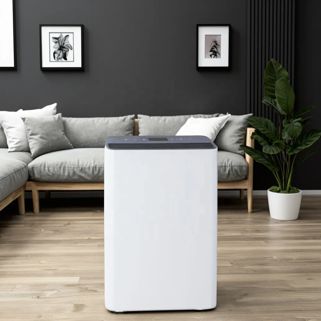Quiet Electric 12L Portable Dehumidifier with Air Purifier Function and Intelligent Humidity Control for House hold & Office Use