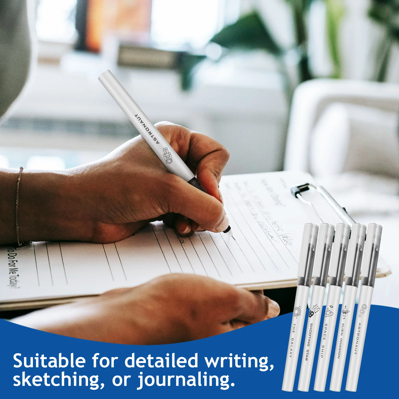 

6Pcs Liquid Ink Pens 0.5mm Cosmic Design Fine Point Non Smudge Quick Drying Pens for Detailed Writing and Drawing