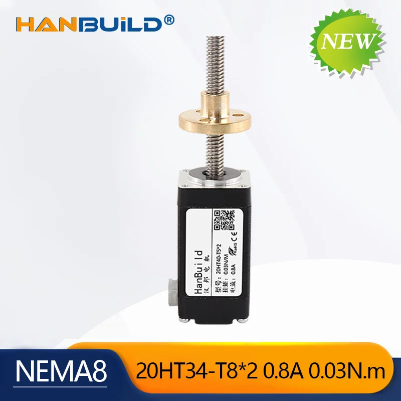 

NEMA 8 20HT34-T5*2 0.8A 0.021N.m Trapezoidal 0.8A Stepper Motor Length L50mm-150mm CNC for 3D Printer Screw Motor