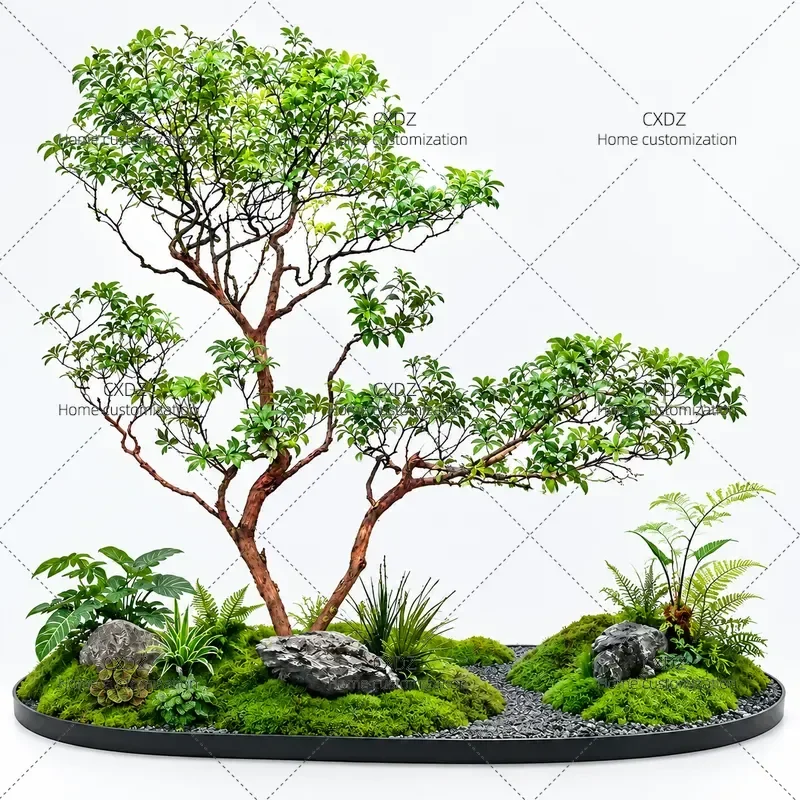 Simulation Tree Horse Drunk Wood Large Indoor Landscape Decoration Green Plants Under Stairs Landscaping Window Scene