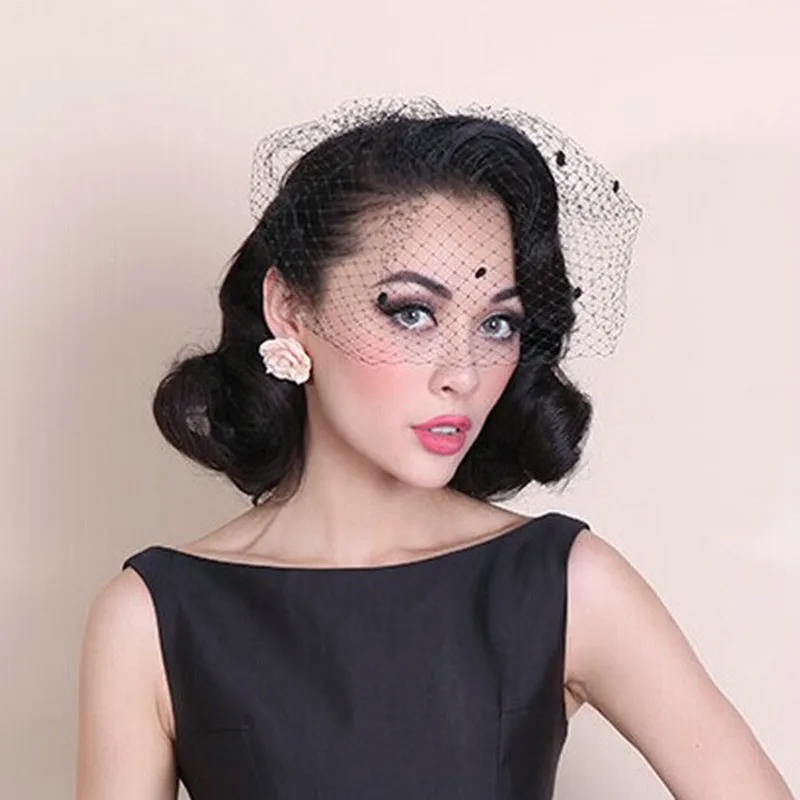 New White Black Ivory Bridal Net Birdcage Veils Charming Wedding Veil Hats Halloween Hats Fascinator Face Veils