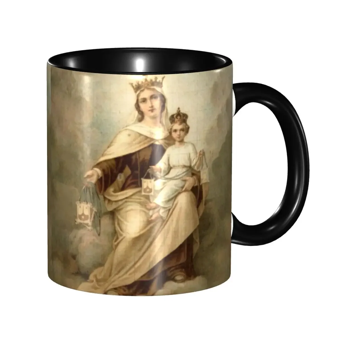 DIY Our Lady Of Mount Carmel Ceramic Mugs Custom Catholic Virgin Mary Coffee Cup Creative Present