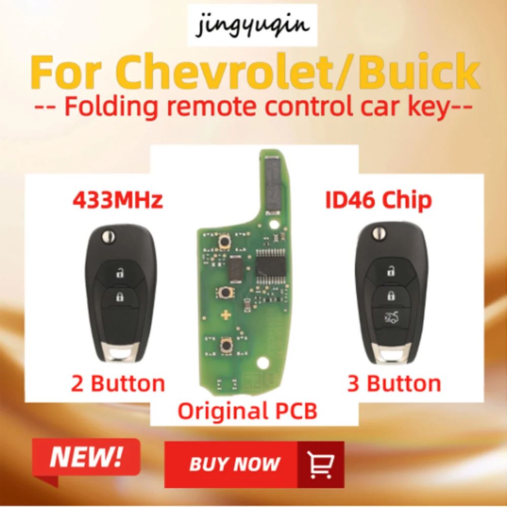 jinyuqin 2/3Buttons For Chevrolet/Buick model Original Circuit board Folding remote control car key Frequency:433Mhz ID46 Chip