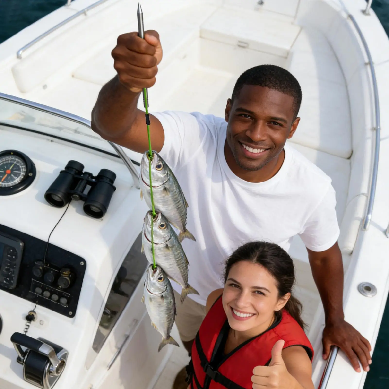 

Heavy Duty Saltwater Fishing Stringer 3.94FT Stainless Steel Clasp & Cable, Secures Live Catch for Boat Sea Spearfishing