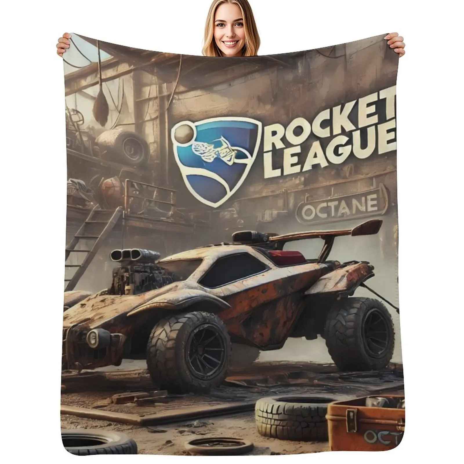 أوكتان من Rocket League في أرض القاحل المروع المروع رمي بطانية للأطفال الرضع رقيقة السفر أنيمي البطانيات