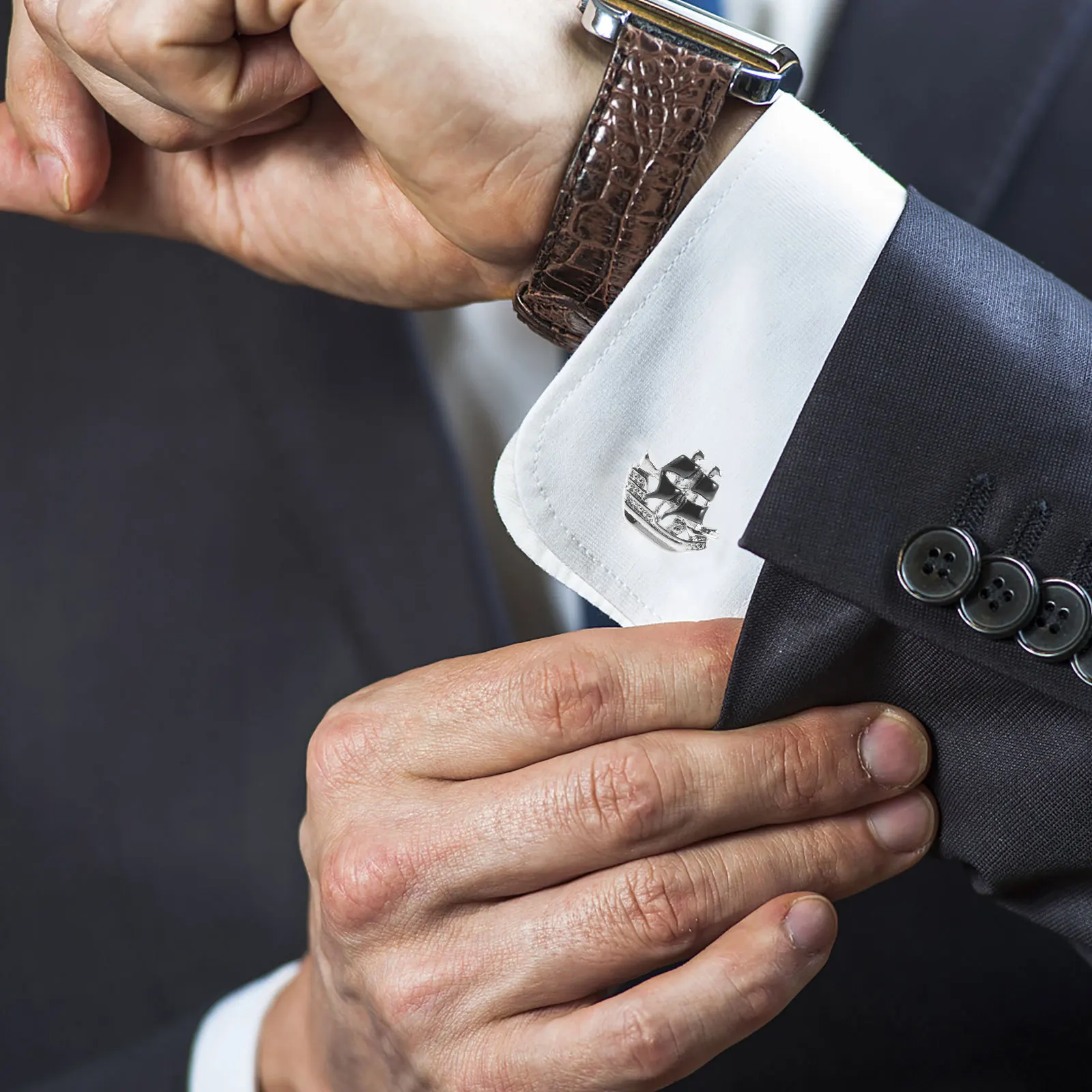 

1Pair Men Metal Sailboat Cufflinks Shirt Studs Classic Simple Wedding Party Formal Suit Accessories