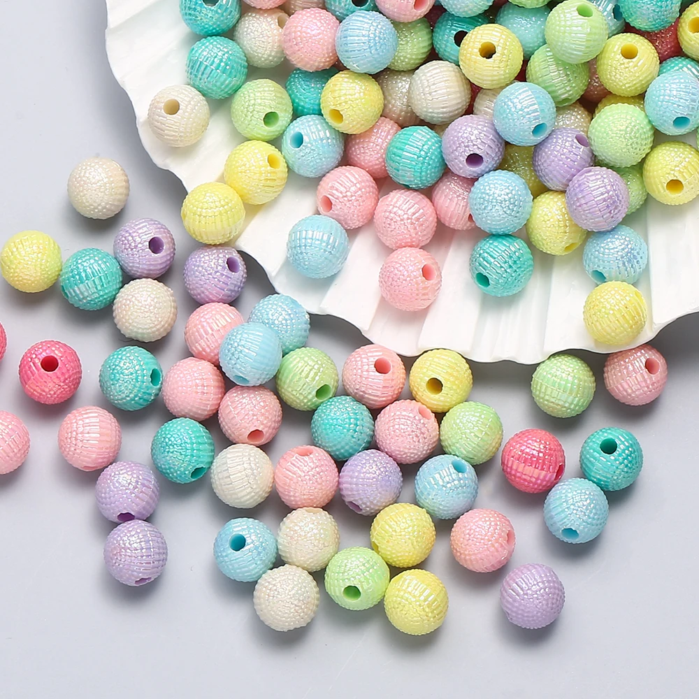50/100 Stück 8mm 10mm Gemischte Pastell-Acrylperlen Aurora Bonbonfarben Runde Zwischenperlen für DIY Schmuckherstellung Armband Halskette – Detail 4
