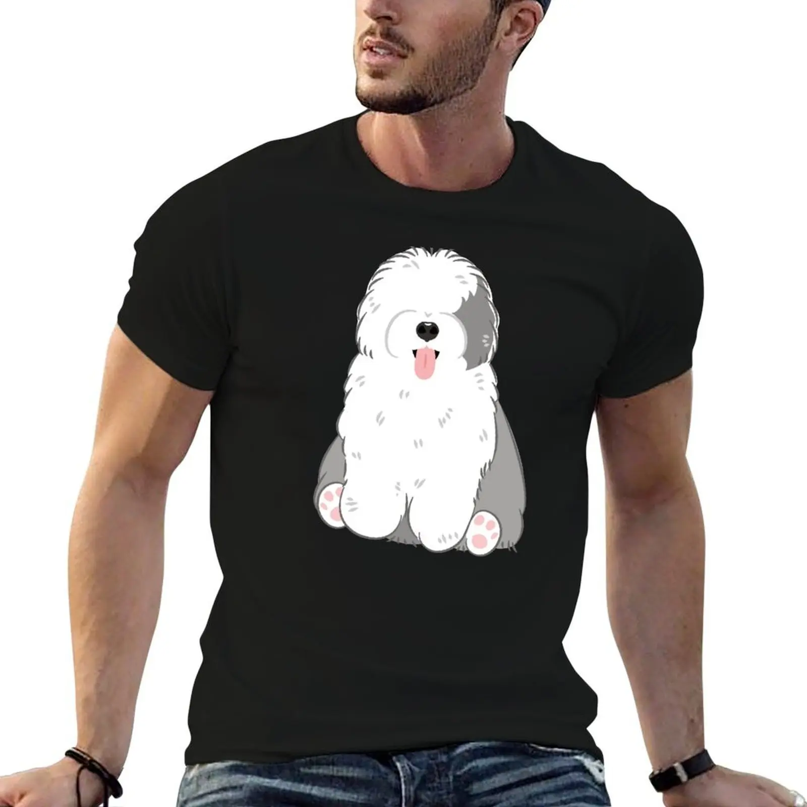 

LOVE Old English Sheepdog - Gray and White 3 T-Shirt t shirt personalised t shirts for man cotton funny T-Shirt