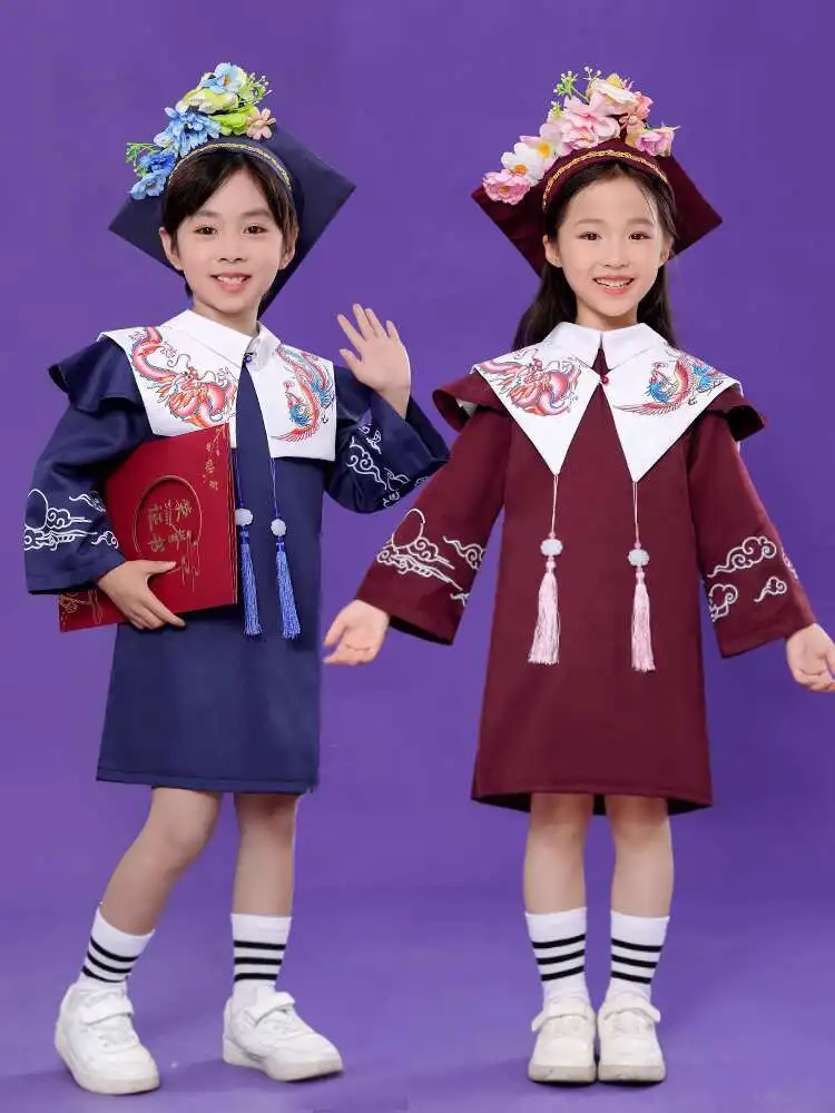 

New Chinese Style Doctor Of Philosophy Kindergarten Graduation Uniform Academic Dress Pupil Graduation Season Ceremonial Dress