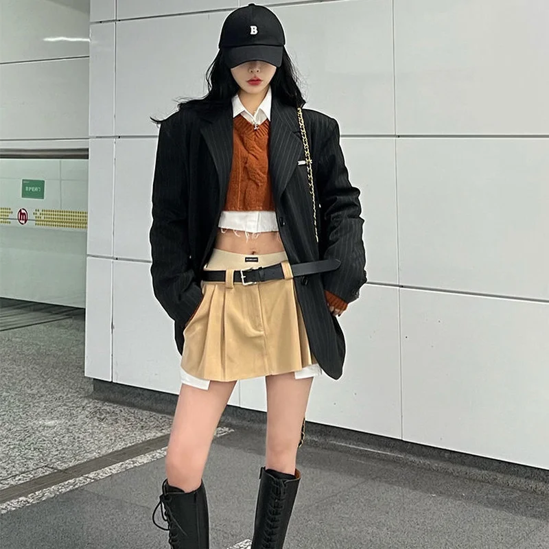 Vintage irregolare Micro minigonna donna Y2K moda Crop Patchwork vita alta Sexy cintura a pieghe gonna Cargo Streetwear 2023