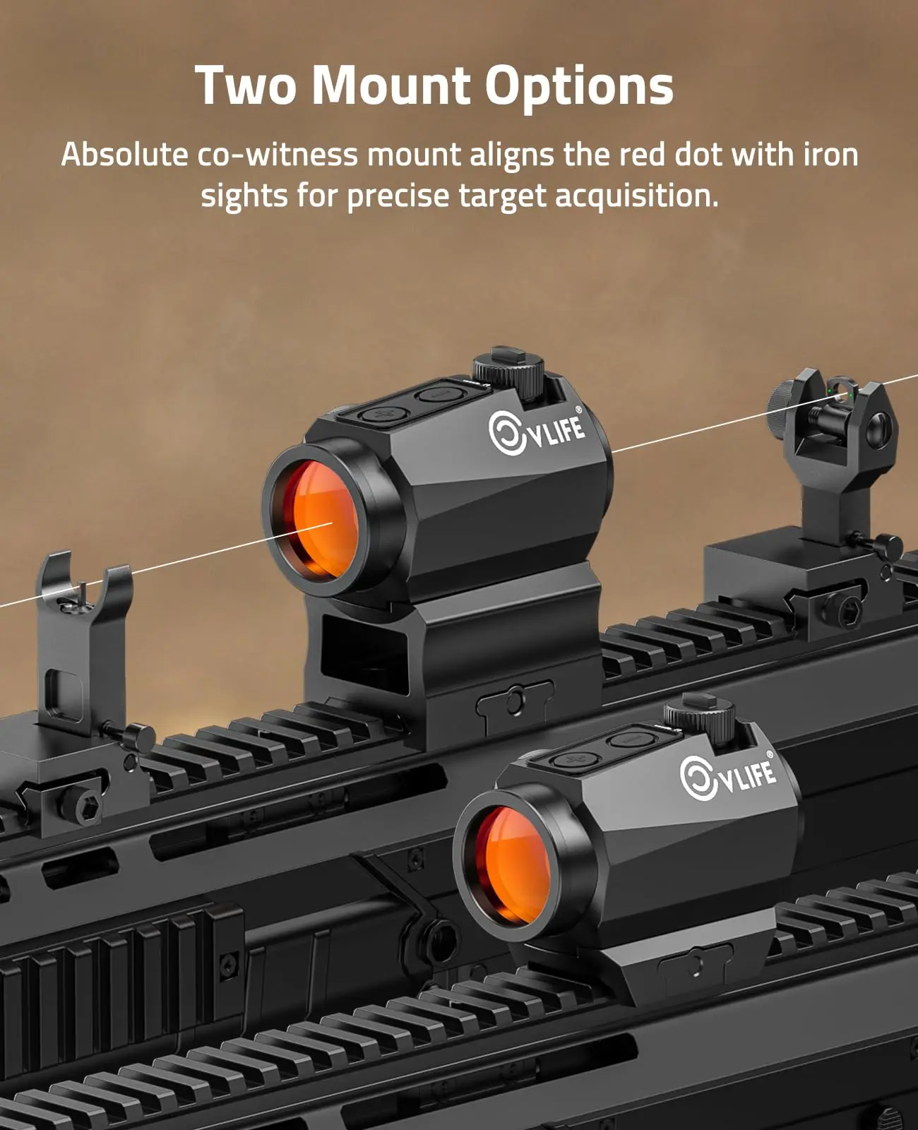 CVLIFE JackalHowl Red Dot Sight Motion Awake 2 MOA Optics 1x20mm Scope 21mm Picatinny Rail Absolute Co-Witness