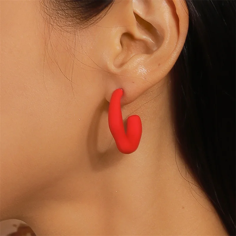 Aihua New Multicolour Circle Acrylic Hoop Earrings Korean Neon Matte C-Shaped Geometric Earring Statement Jewelry for Women
