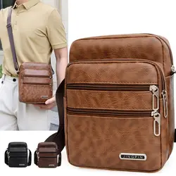 PU Leather Men's Sling Bag Messenger Shoulder Crossbody Bags Large Capacity Handbags Multifunctional