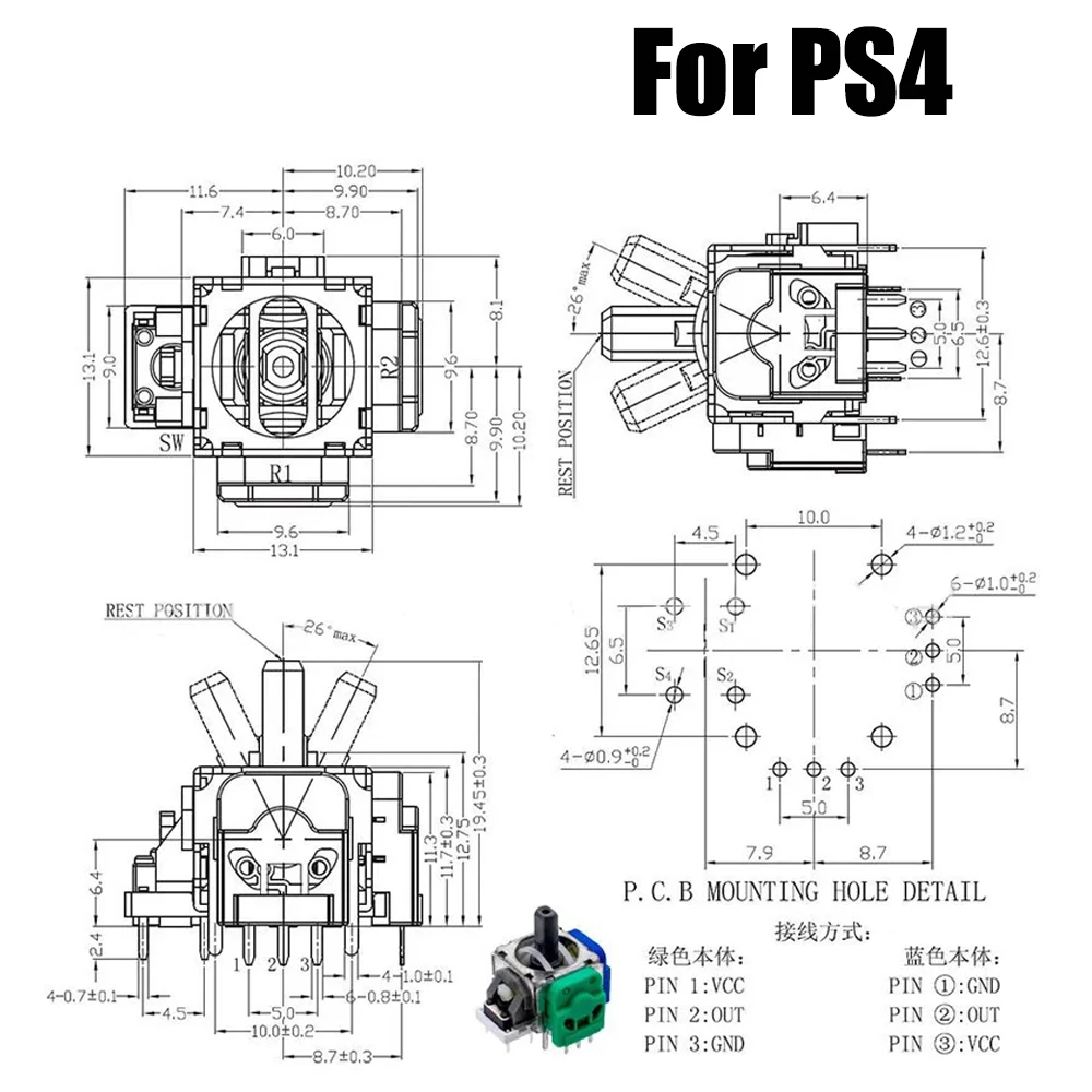 وحدة عصا تحكم بتأثير zuided-Hall ، مقياس جهد استشعار تناظري ، وحدة تحكم لـ XBOX ONE ، PS5 ، PS4 ، Dualshock 4 ، 2