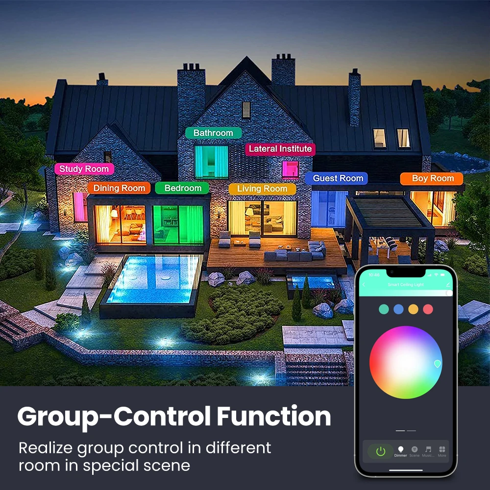 AVATTO Tuya Smart WiFi LED Round Ceiling Light RGB Dimmable Compatible With Alexa Google Home Bedroom Living Room Ambient Light