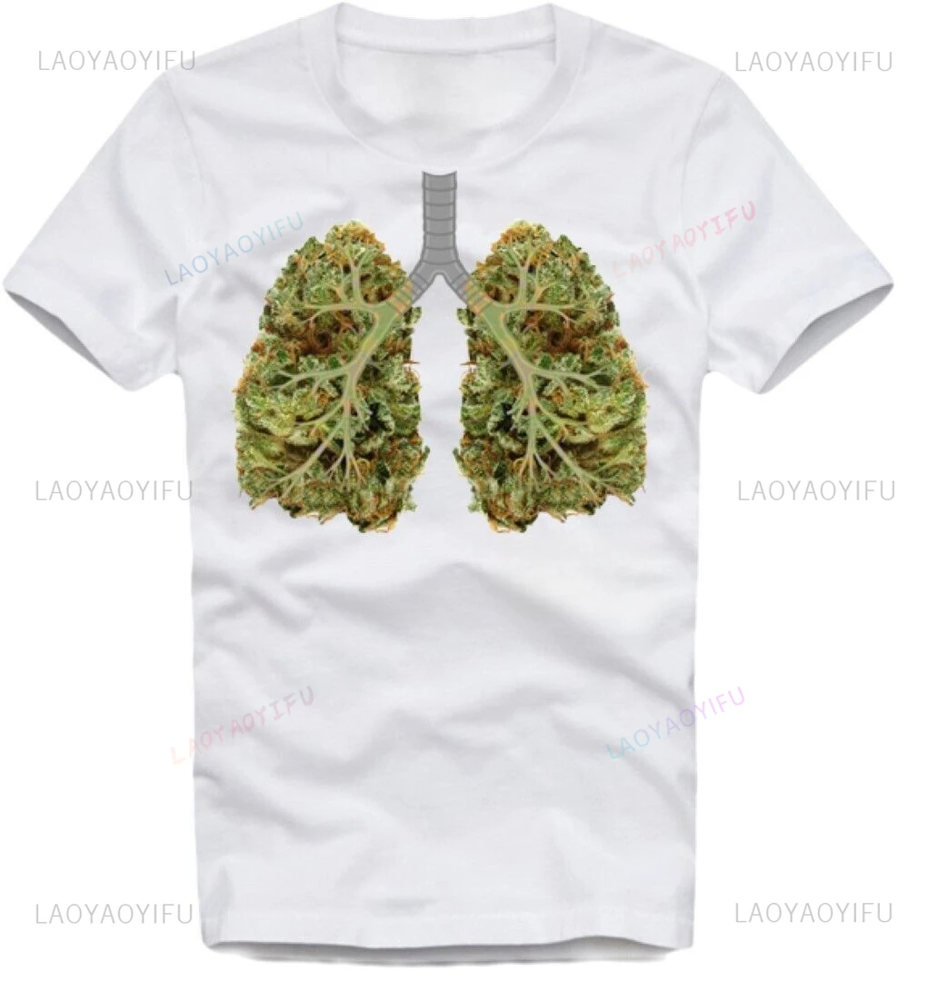 Unny Weed Lung Bud Graphic T Shirts Man THC Lung High Quality Cotton TShirt Cool T-Shirt Student Top T-shirts Tees Printed