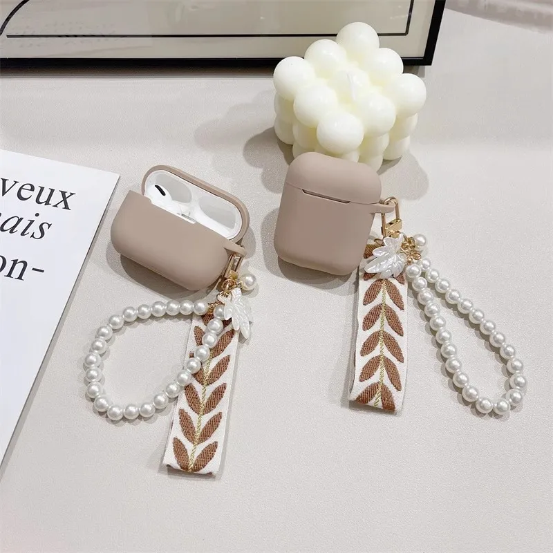 Super Cute Pearl Keychain For apple AirPods 1/2/3 Case Wireless Silicone Earphone Case Cover For AirPods Pro 2 Headset Box Shell