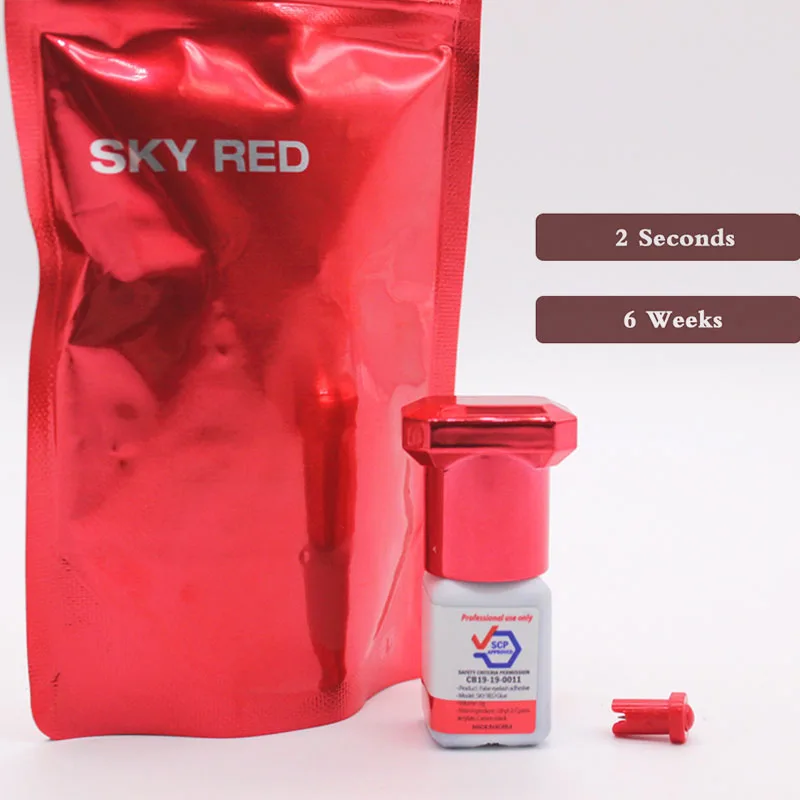2/5本入り ニュースカイグルー レッド まつげエクステ用 5ml 韓国製 速乾性 6-7週間持続 グラフトまつげ 強力グルー