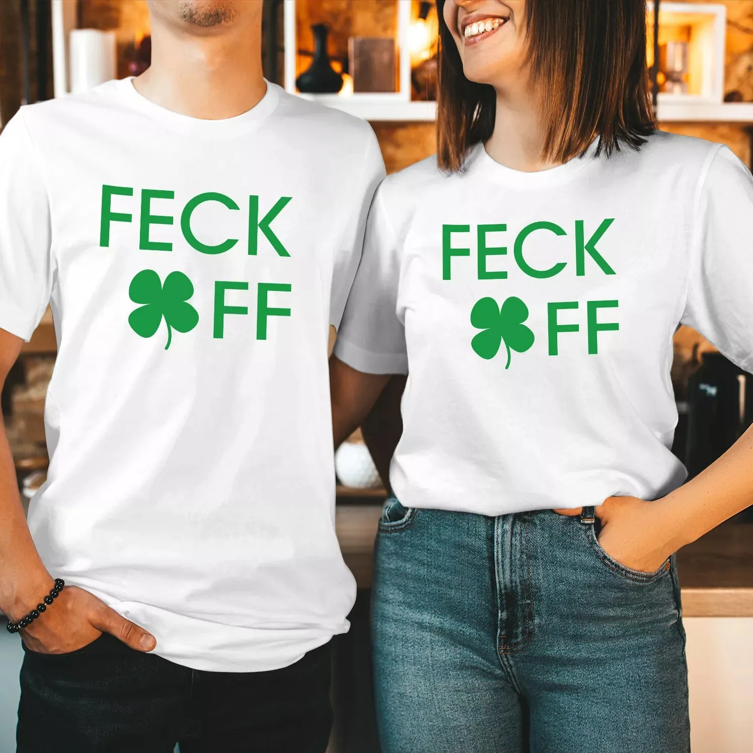 FECK OFF St Patricks Day T-Shirt Funny Fancy Irish Shamrock T Shirt Celebrating Christmas Day with a T-shirt