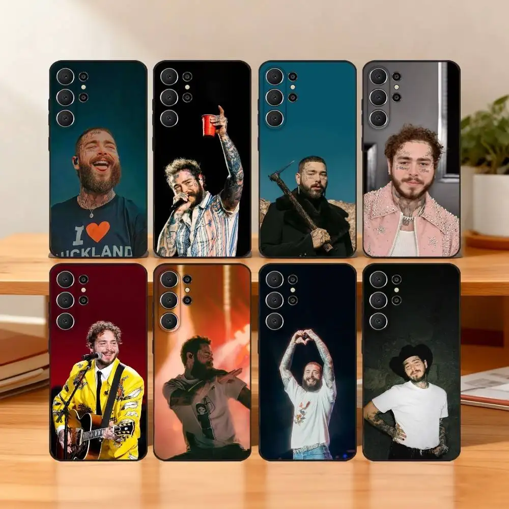 

P-Post Rapper M-Malone-Circles Phone Case For Samsung S25,S24,S21,S22,S23,S30,Ultra,S20,FE,Lite,10,9,Black Cover